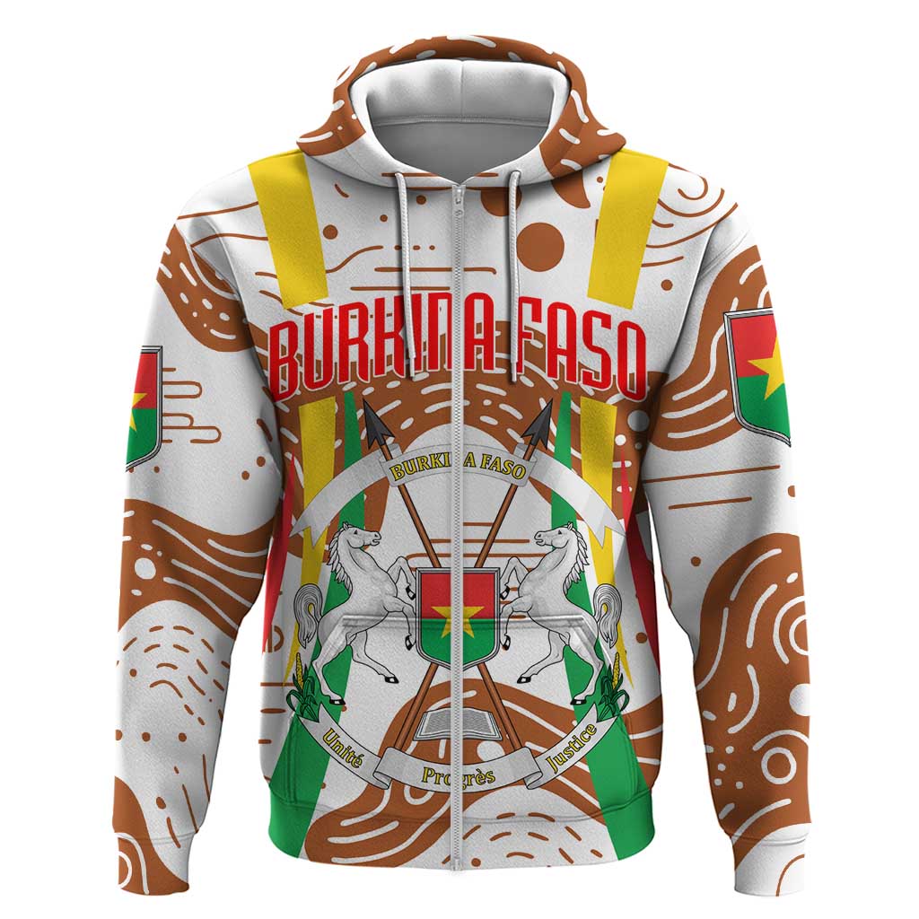 Burkina Faso Hoodie with Brown White Yellow Abstract Design TS04
