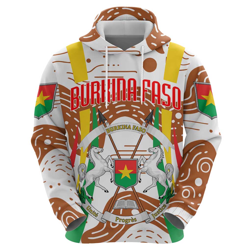 Burkina Faso Hoodie with Brown White Yellow Abstract Design TS04