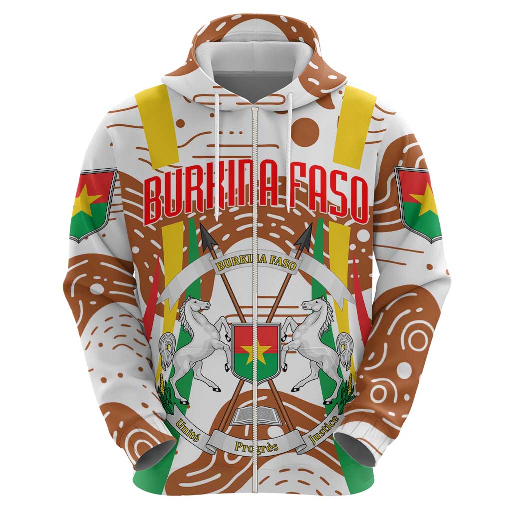 Burkina Faso Hoodie with Brown White Yellow Abstract Design TS04