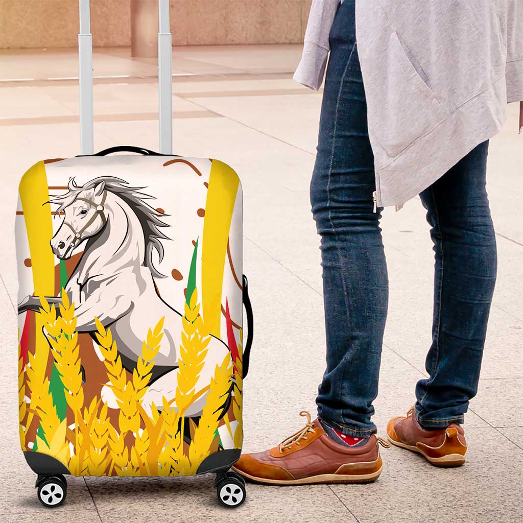Burkina Faso Luggage Cover with Brown White Yellow Abstract Design TS04