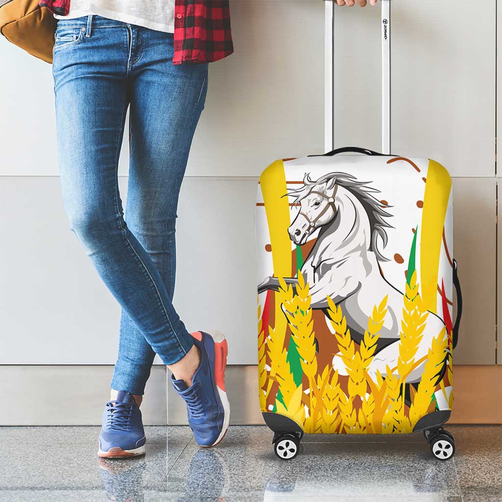 Burkina Faso Luggage Cover with Brown White Yellow Abstract Design TS04