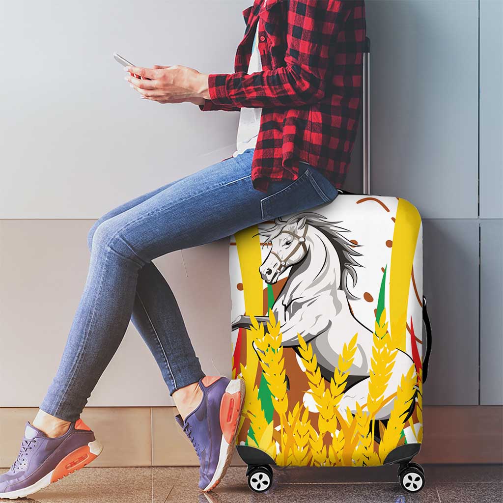 Burkina Faso Luggage Cover with Brown White Yellow Abstract Design TS04