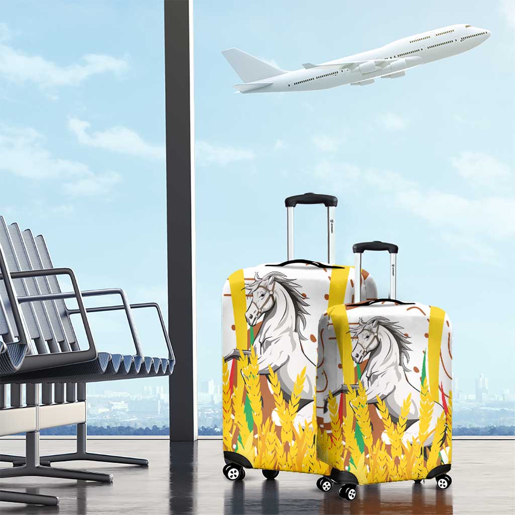 Burkina Faso Luggage Cover with Brown White Yellow Abstract Design TS04