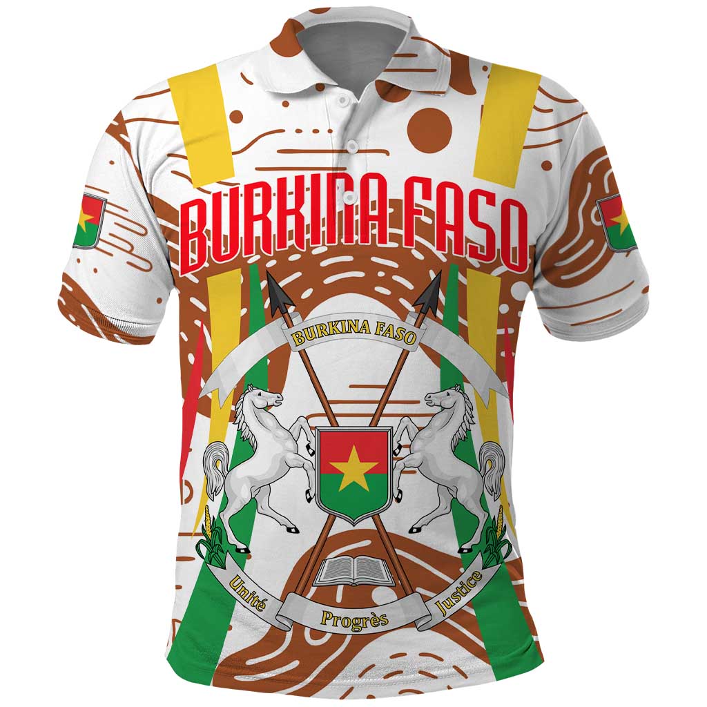 Burkina Faso Polo Shirt with Brown White Yellow Abstract Design TS04