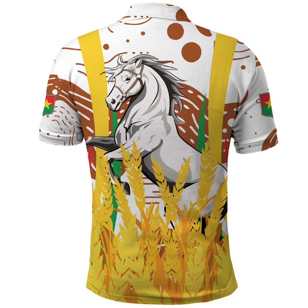 Burkina Faso Polo Shirt with Brown White Yellow Abstract Design TS04