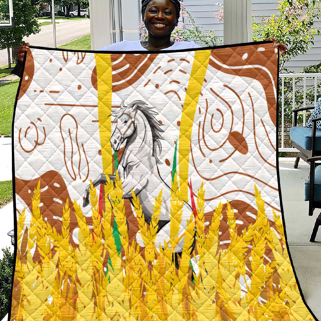 Burkina Faso Rising Horse Quilt Golden Harvest and National Pride TS04