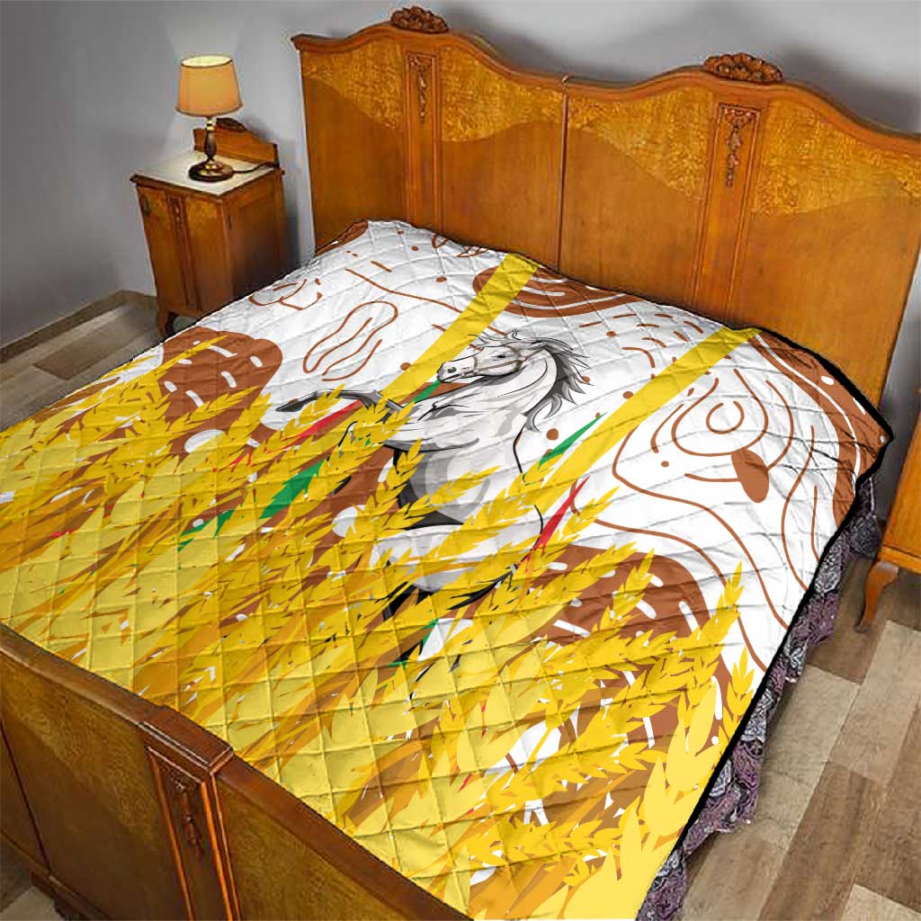 Burkina Faso Rising Horse Quilt Golden Harvest and National Pride TS04