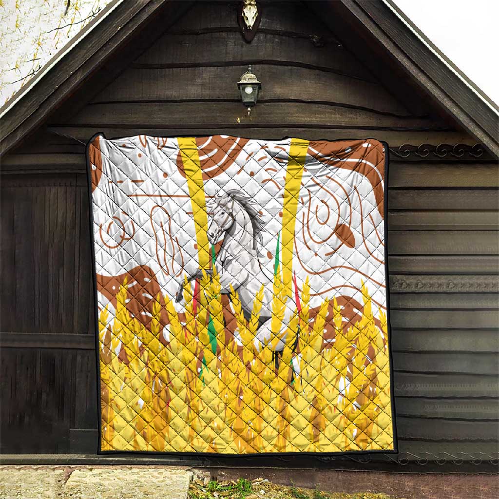 Burkina Faso Rising Horse Quilt Golden Harvest and National Pride TS04