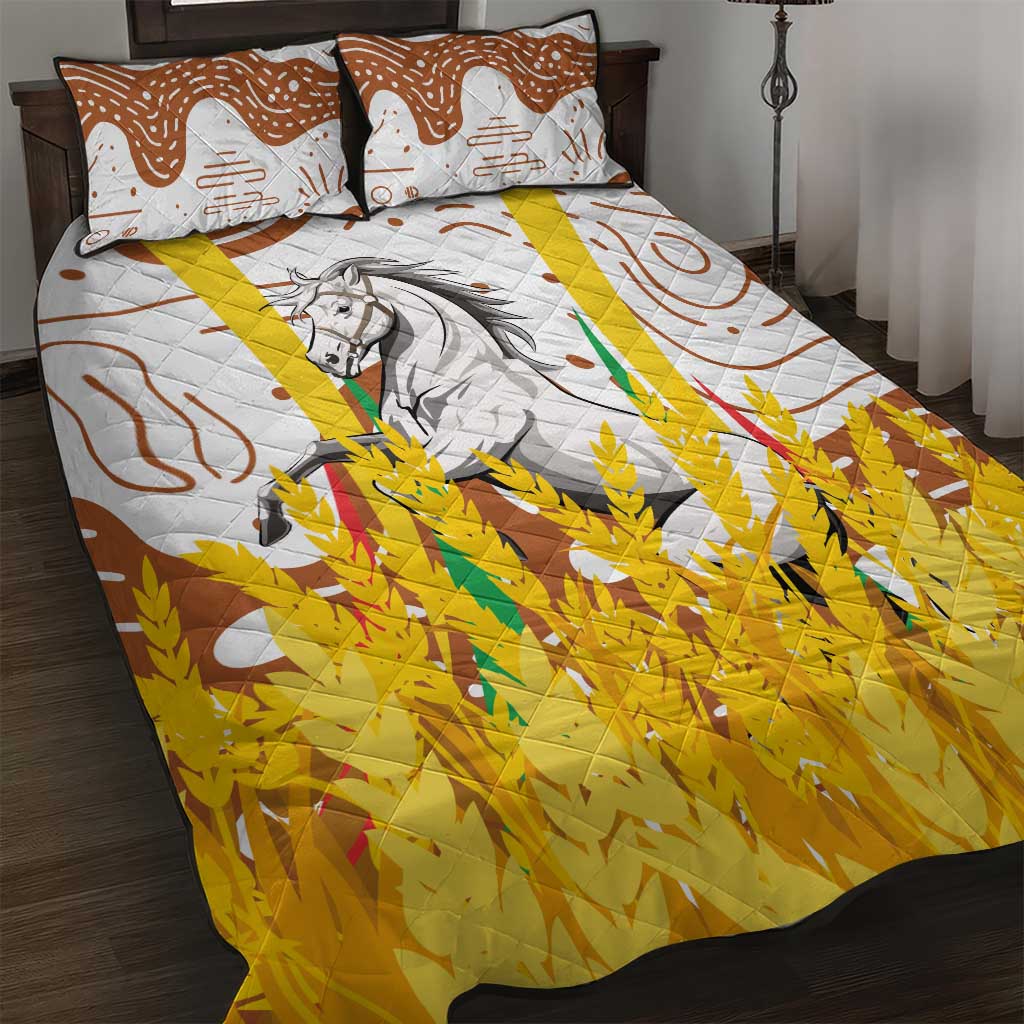 Burkina Faso Rising Horse Quilt Bed Set Golden Harvest and National Pride TS04