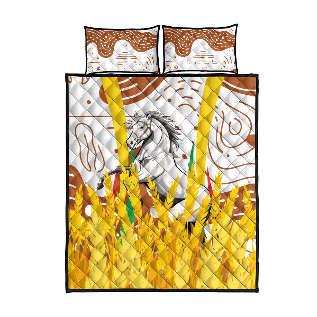 Burkina Faso Rising Horse Quilt Bed Set Golden Harvest and National Pride TS04