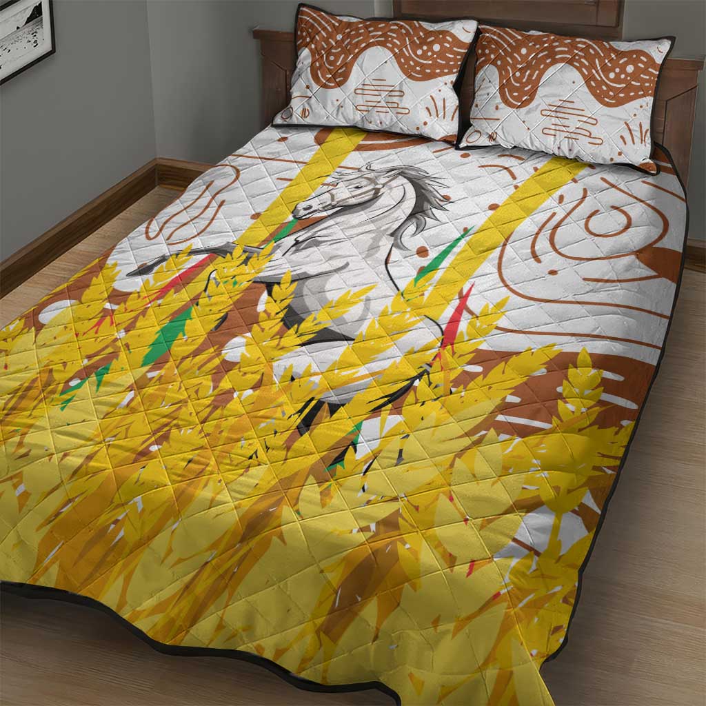 Burkina Faso Rising Horse Quilt Bed Set Golden Harvest and National Pride TS04