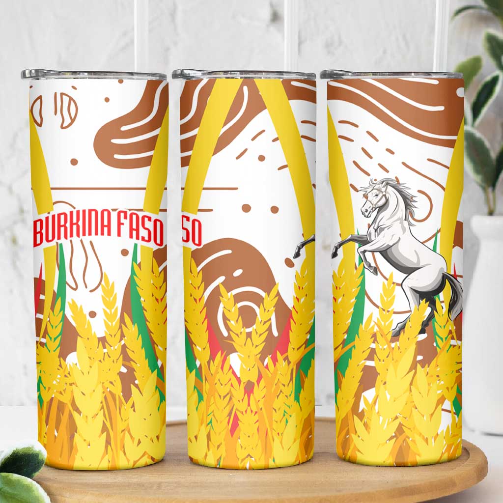 Burkina Faso Rising Horse Skinny Tumbler Golden Harvest and National Pride TS04