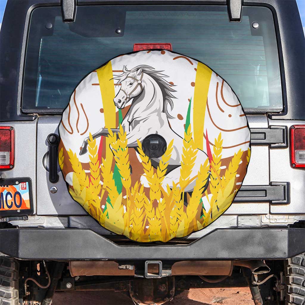 Burkina Faso Spare Tire Cover with Brown White Yellow Abstract Design TS04
