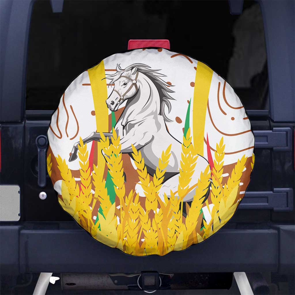 Burkina Faso Spare Tire Cover with Brown White Yellow Abstract Design TS04