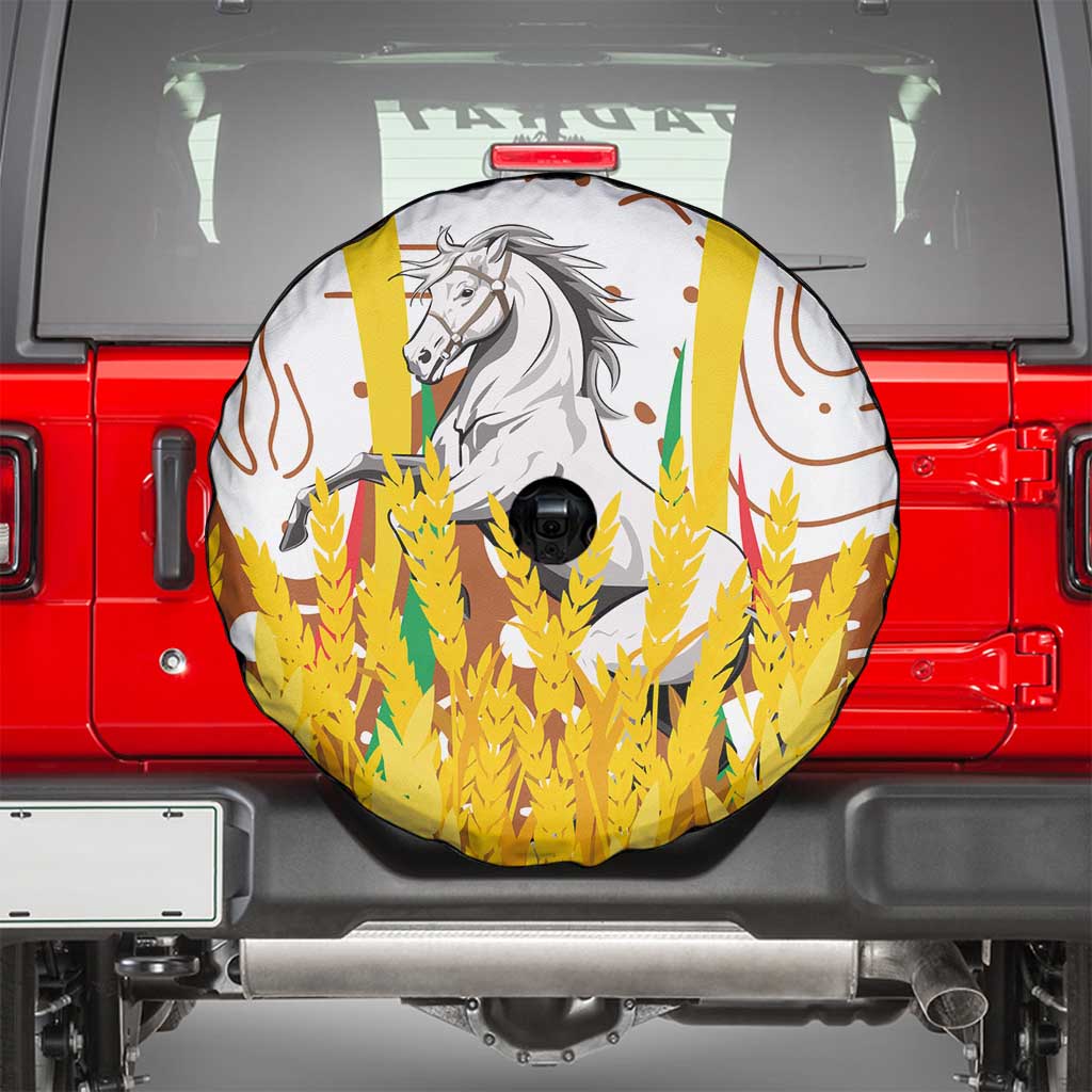 Burkina Faso Spare Tire Cover with Brown White Yellow Abstract Design TS04