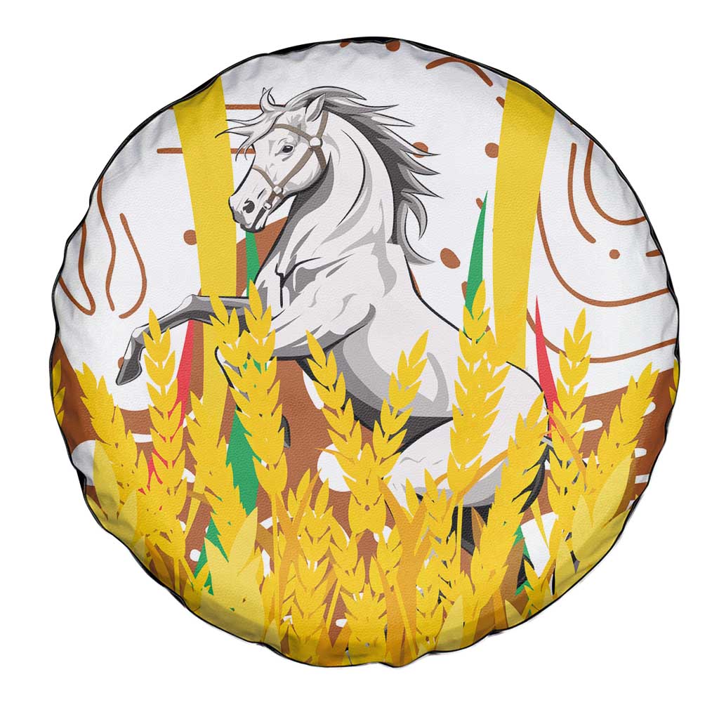 Burkina Faso Spare Tire Cover with Brown White Yellow Abstract Design TS04