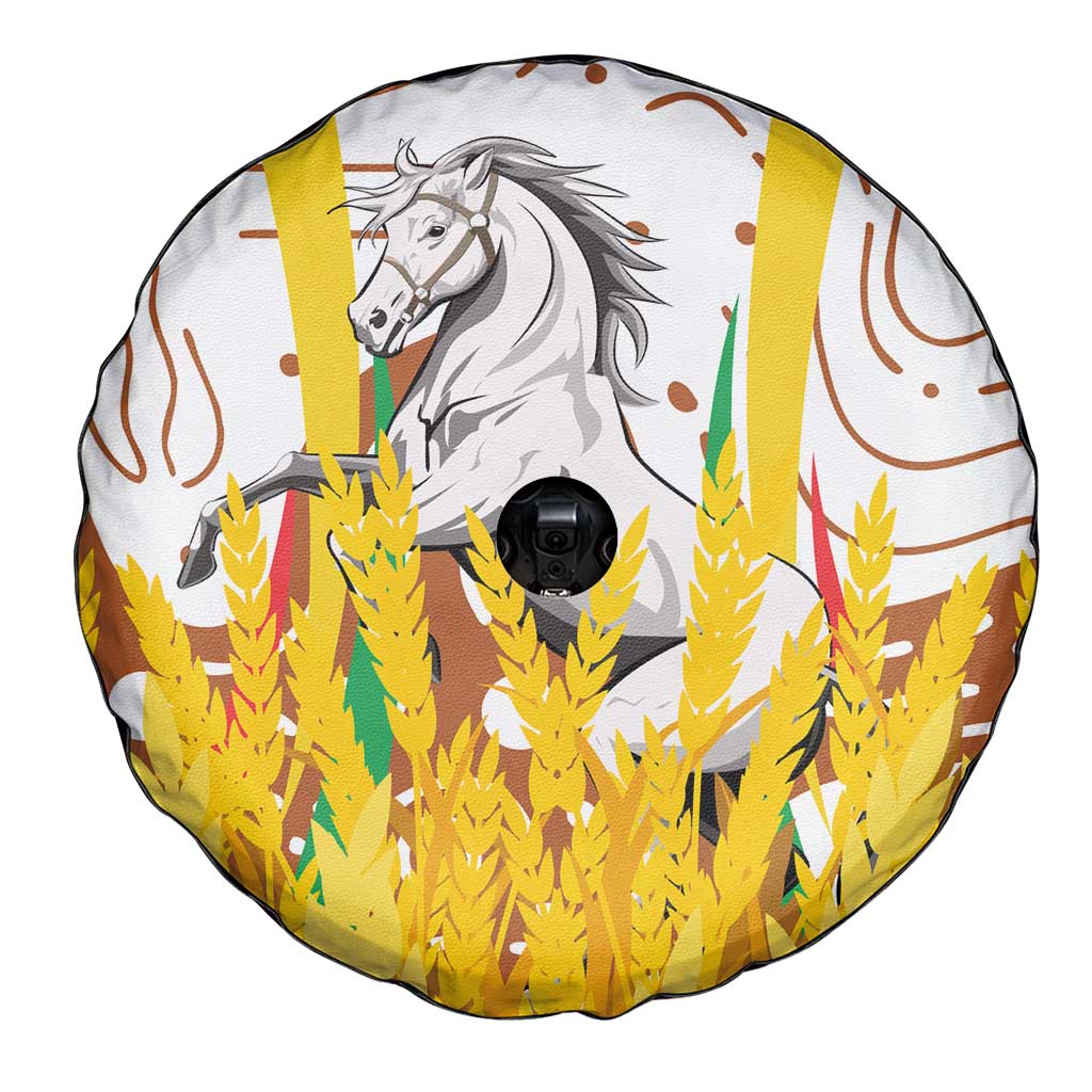 Burkina Faso Spare Tire Cover with Brown White Yellow Abstract Design TS04