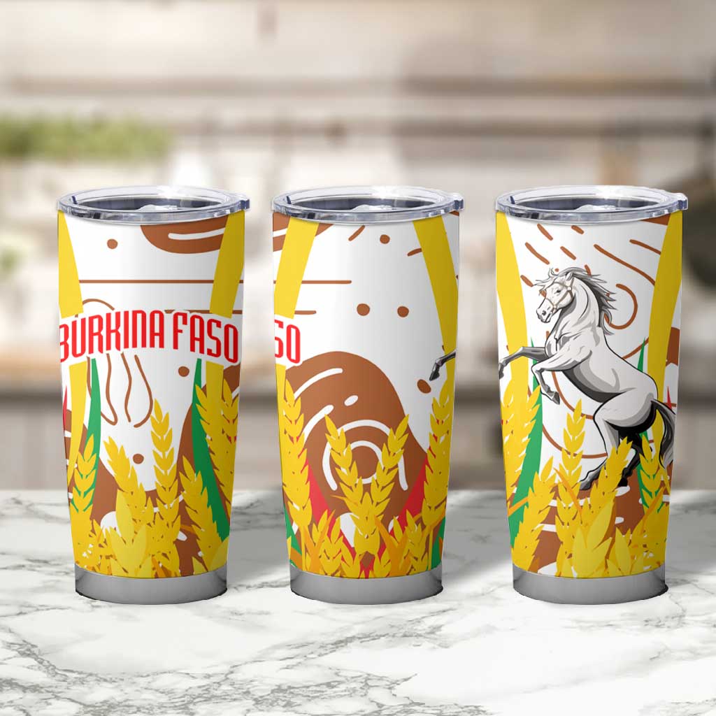 Burkina Faso Rising Horse Tumbler Cup Golden Harvest and National Pride TS04