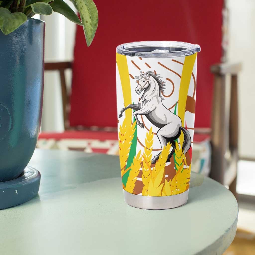 Burkina Faso Rising Horse Tumbler Cup Golden Harvest and National Pride TS04