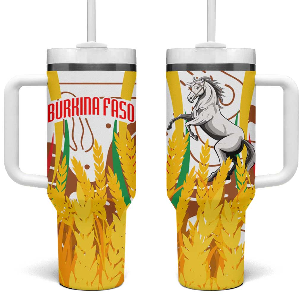 Burkina Faso Rising Horse Tumbler With Handle Golden Harvest and National Pride TS04
