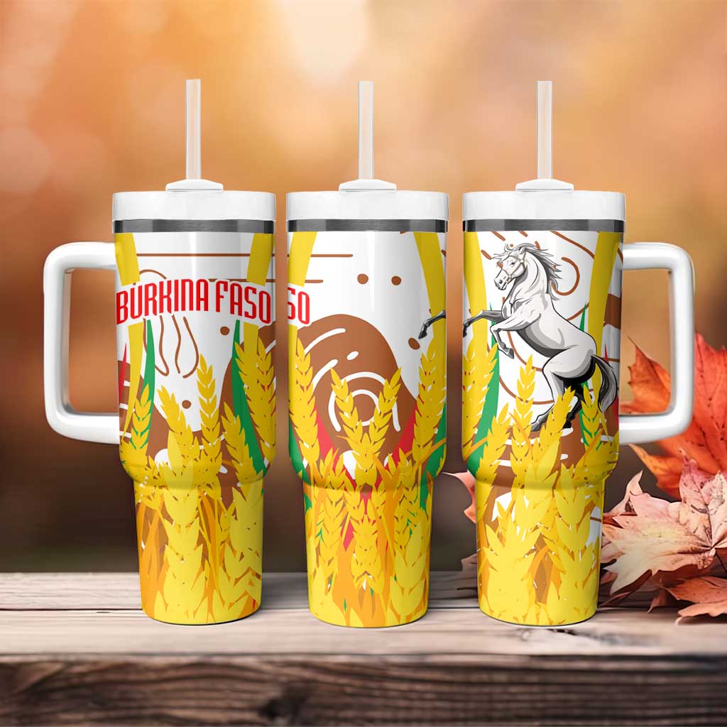 Burkina Faso Rising Horse Tumbler With Handle Golden Harvest and National Pride TS04