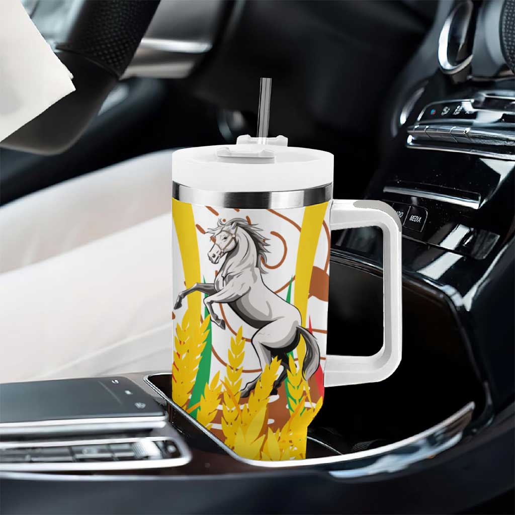 Burkina Faso Rising Horse Tumbler With Handle Golden Harvest and National Pride TS04