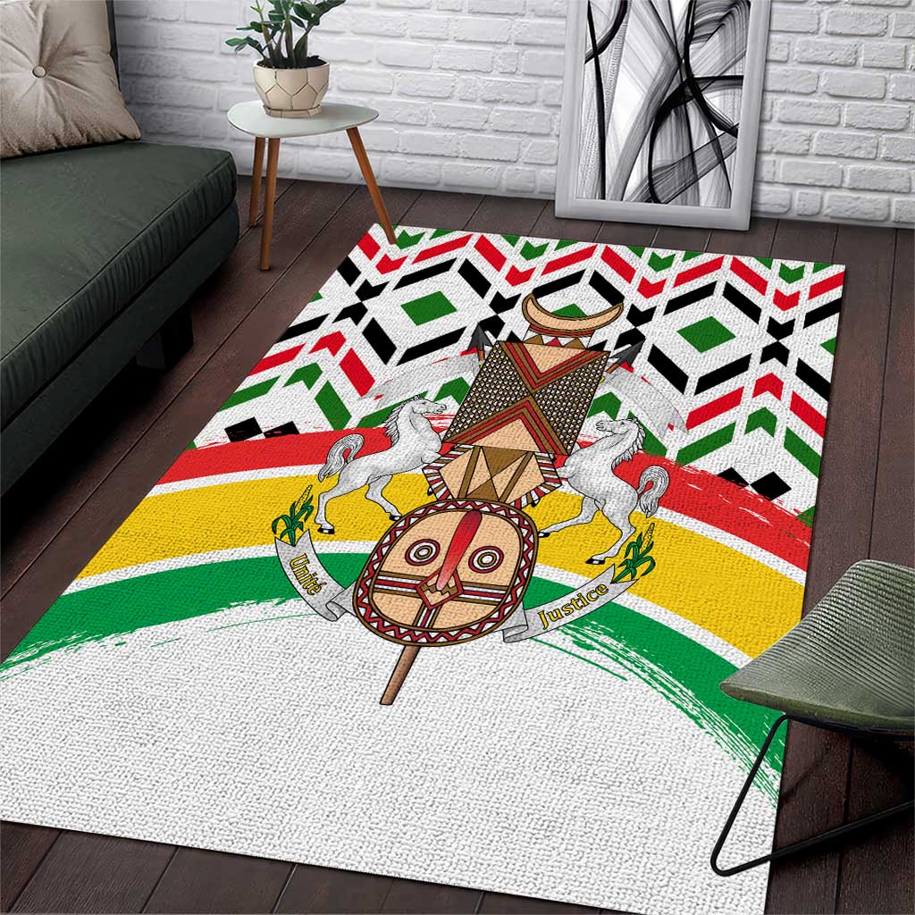 Burkina Faso Area Rug Red Green Black Geometric TS04