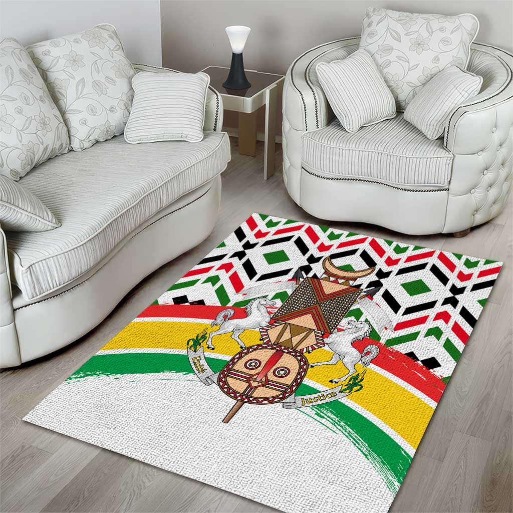 Burkina Faso Area Rug Red Green Black Geometric TS04
