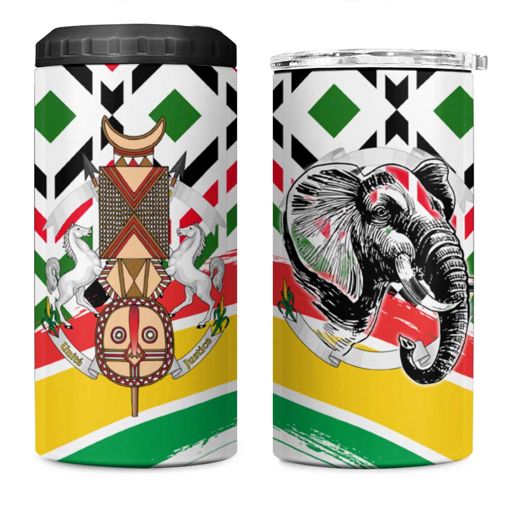 Burkina Faso 4 in 1 Can Cooler Tumbler Red Green Black Geometric TS04