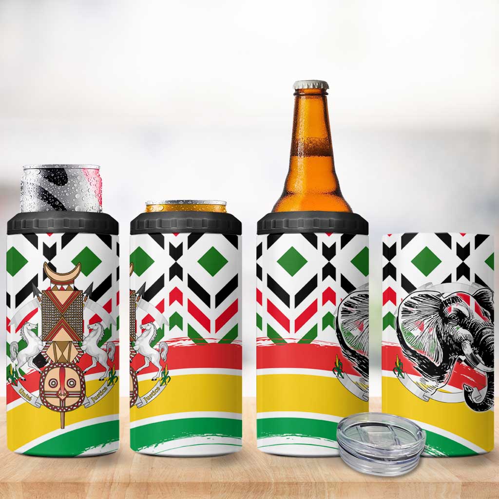 Burkina Faso 4 in 1 Can Cooler Tumbler Red Green Black Geometric TS04
