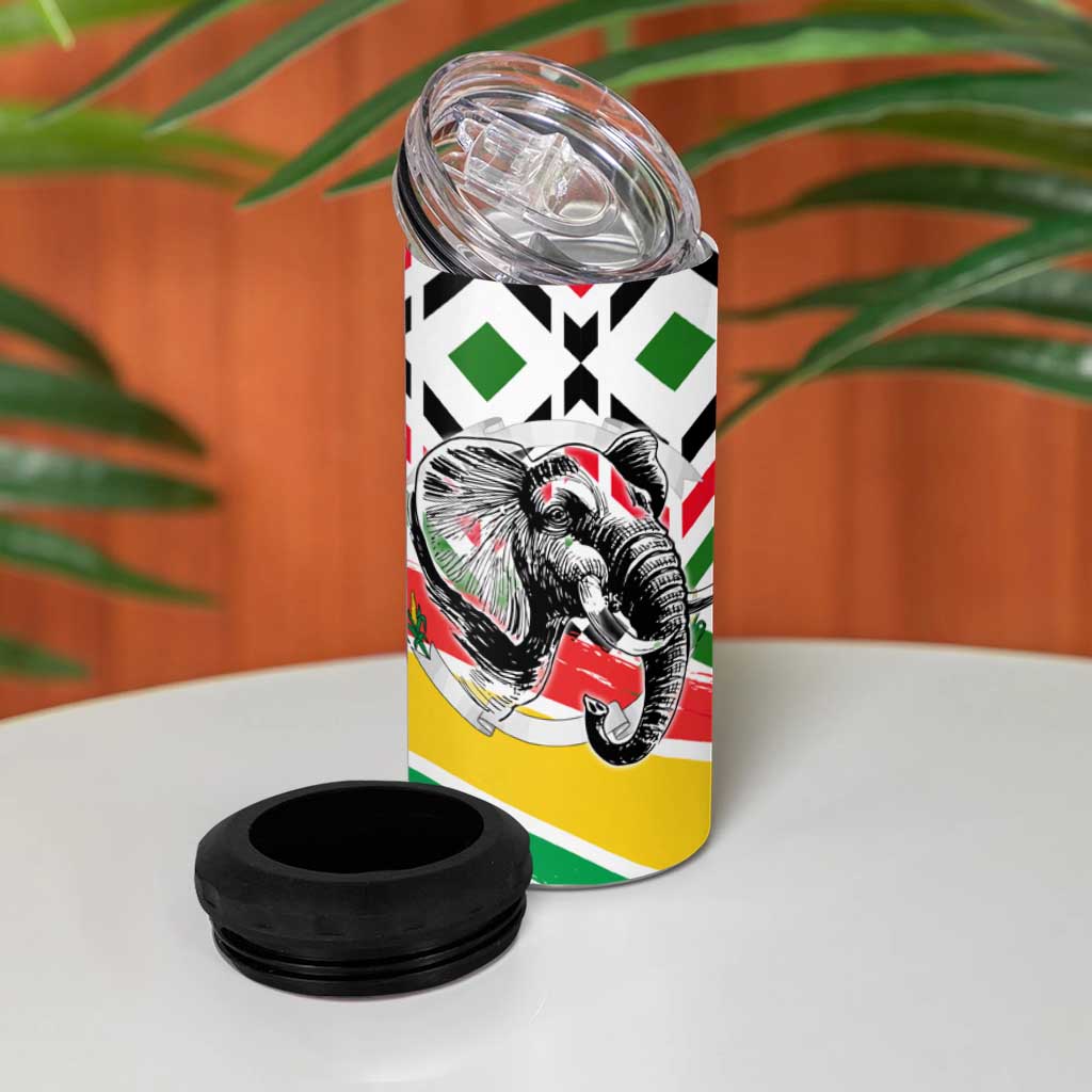 Burkina Faso 4 in 1 Can Cooler Tumbler Red Green Black Geometric TS04