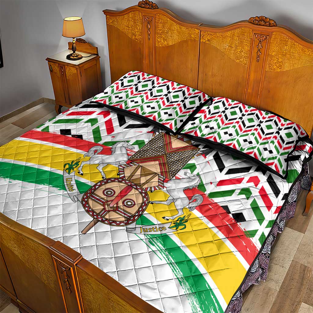 Burkina Faso Quilt Bed Set Red Green Black Geometric TS04