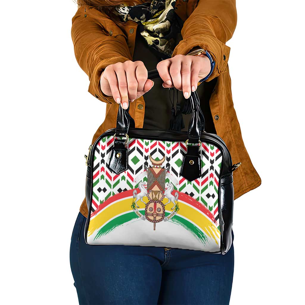 Burkina Faso Shoulder Handbag with Red Green Black Geometric Design TS04