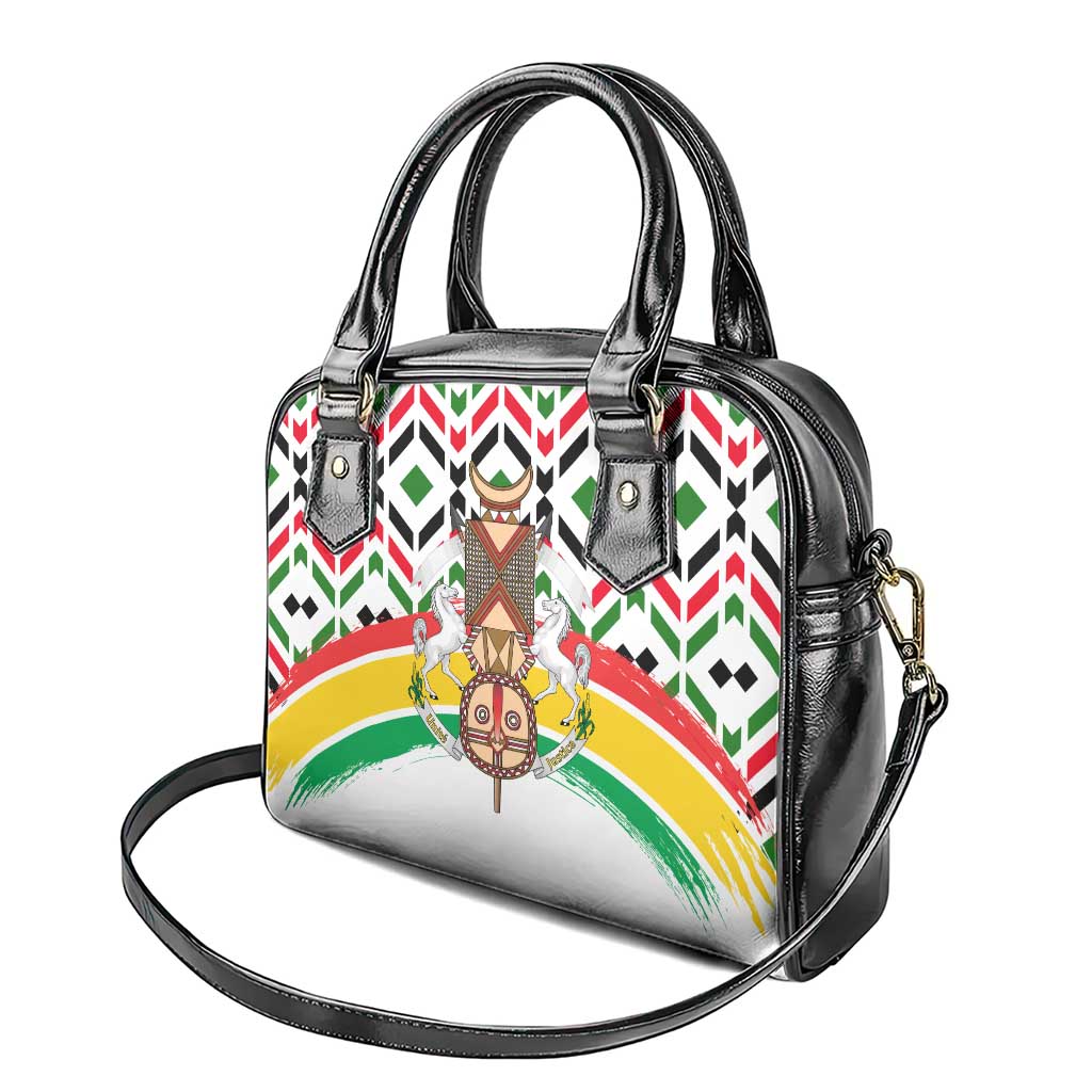 Burkina Faso Shoulder Handbag with Red Green Black Geometric Design TS04