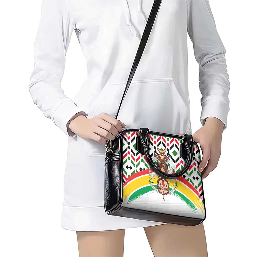 Burkina Faso Shoulder Handbag with Red Green Black Geometric Design TS04