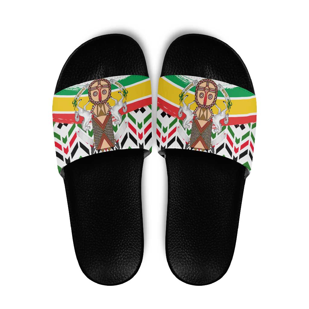 Burkina Faso Slide Sandals with Red Green Black Geometric Design TS04