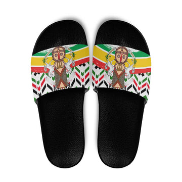Burkina Faso Slide Sandals with Red Green Black Geometric Design TS04