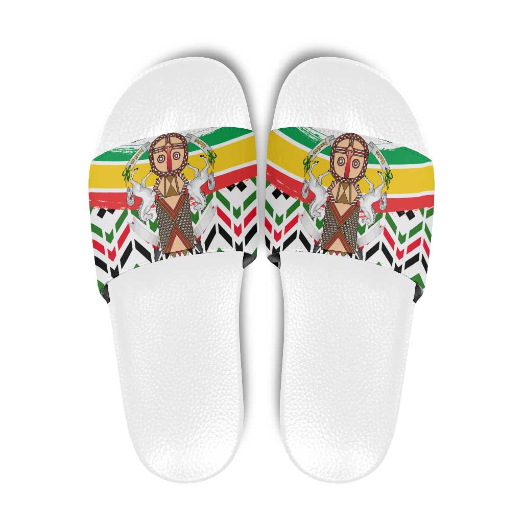 Burkina Faso Slide Sandals with Red Green Black Geometric Design TS04