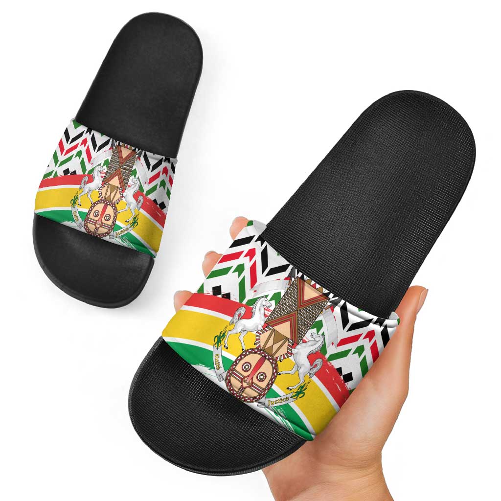Burkina Faso Slide Sandals with Red Green Black Geometric Design TS04