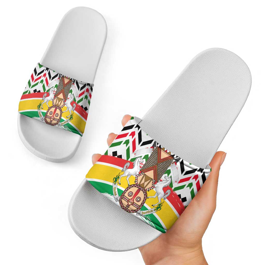 Burkina Faso Slide Sandals with Red Green Black Geometric Design TS04