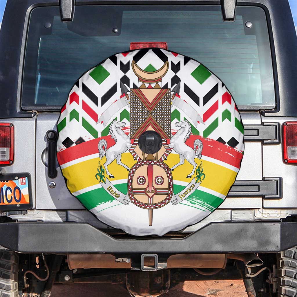 Burkina Faso Spare Tire Cover with Red Green Black Geometric Design TS04