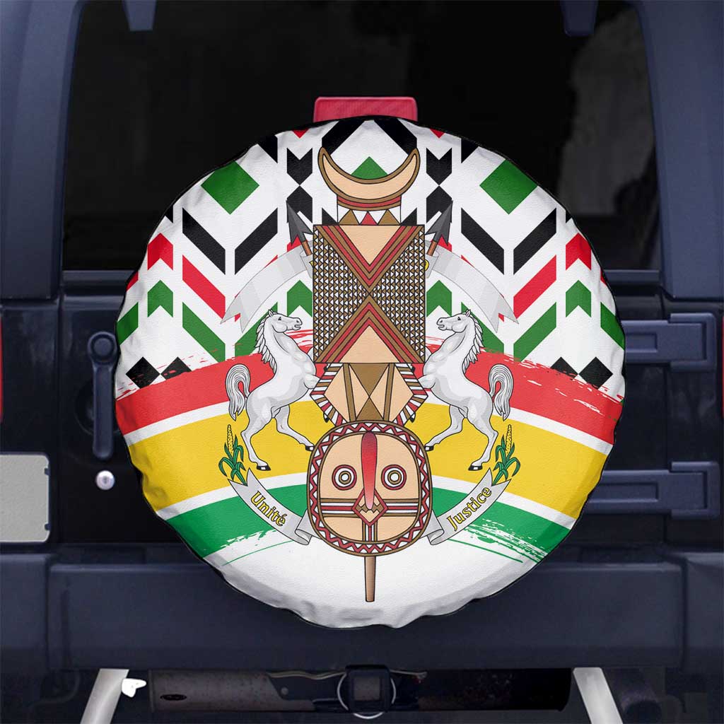 Burkina Faso Spare Tire Cover with Red Green Black Geometric Design TS04