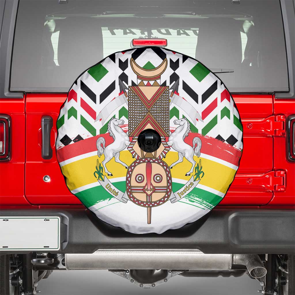 Burkina Faso Spare Tire Cover with Red Green Black Geometric Design TS04