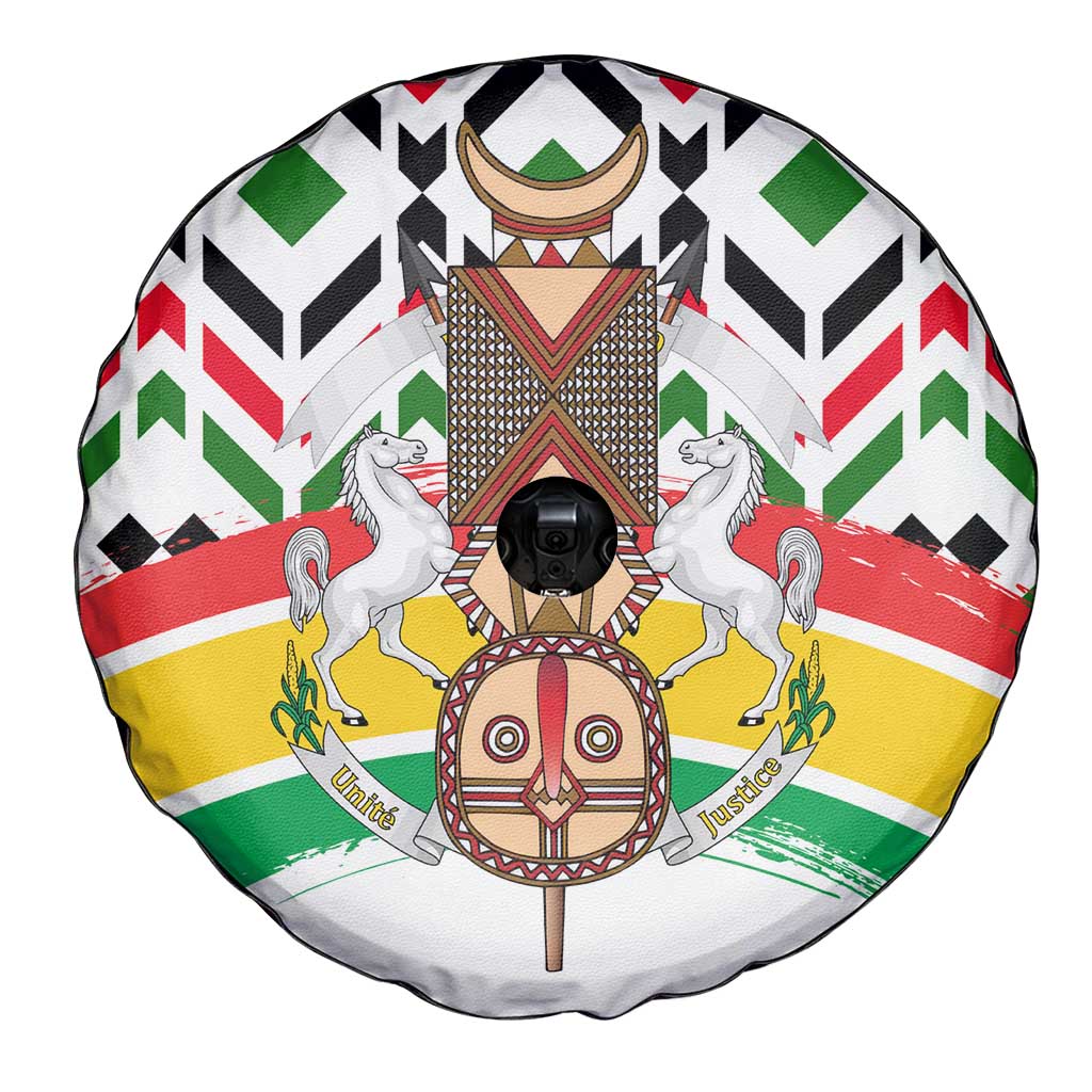 Burkina Faso Spare Tire Cover with Red Green Black Geometric Design TS04