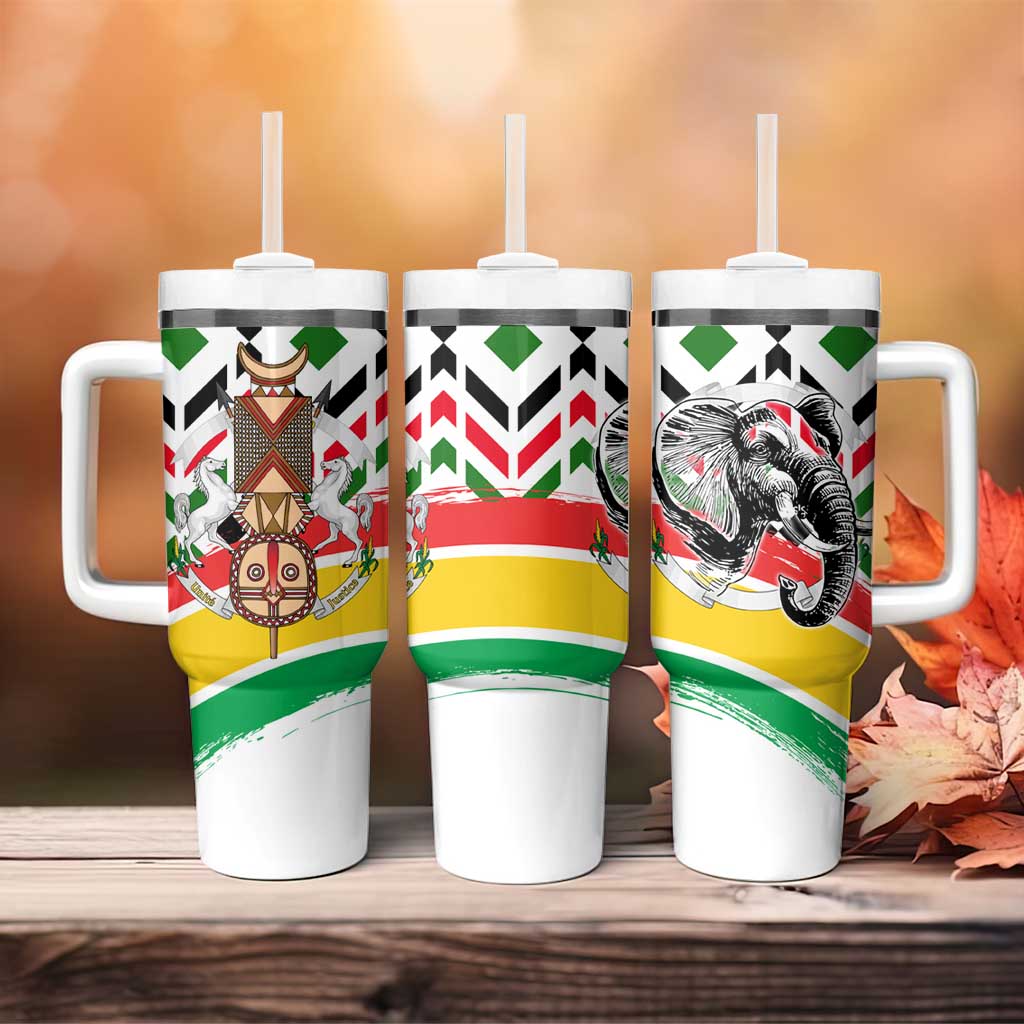 Burkina Faso Tumbler With Handle Red Green Black Geometric TS04