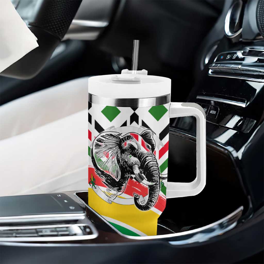 Burkina Faso Tumbler With Handle Red Green Black Geometric TS04