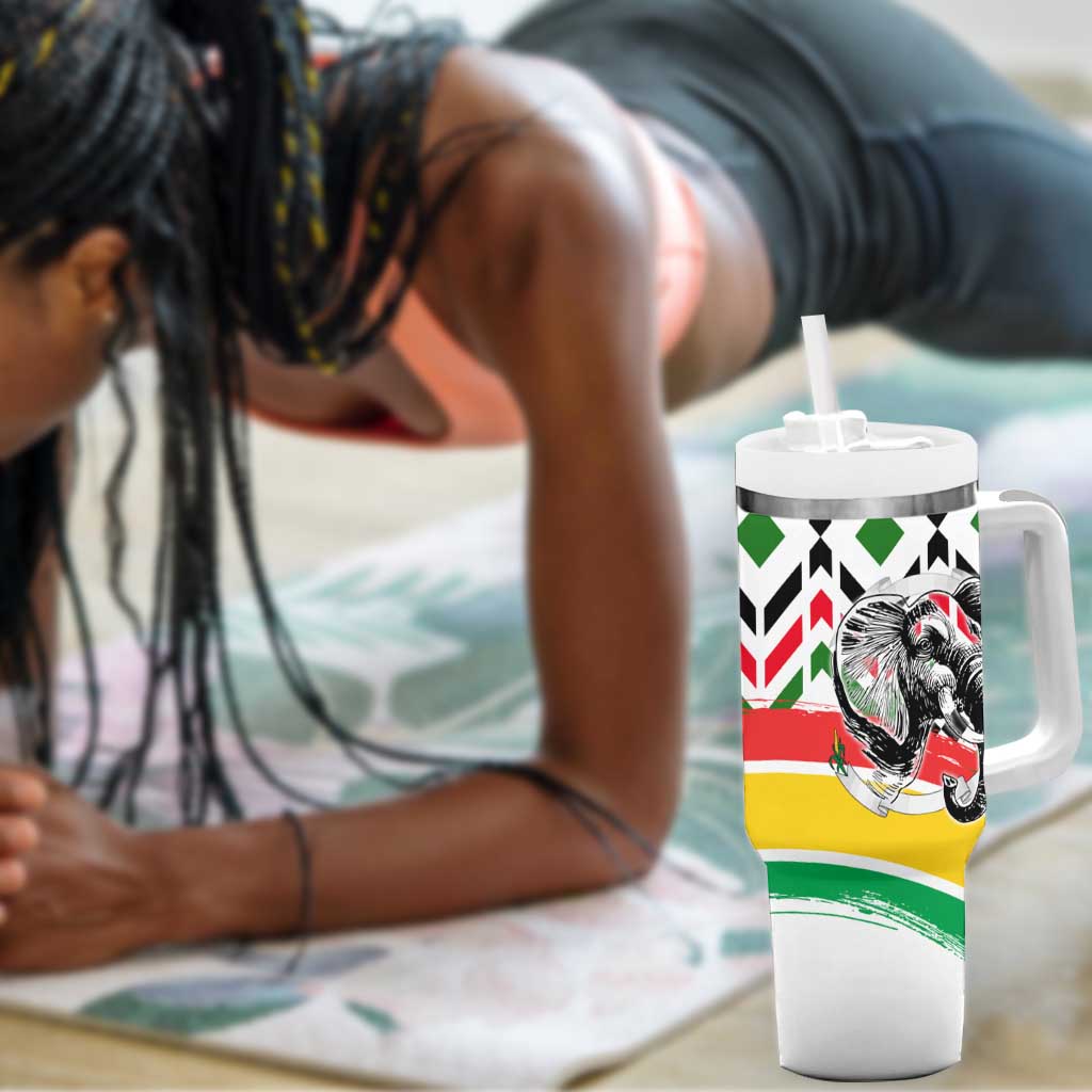 Burkina Faso Tumbler With Handle Red Green Black Geometric TS04