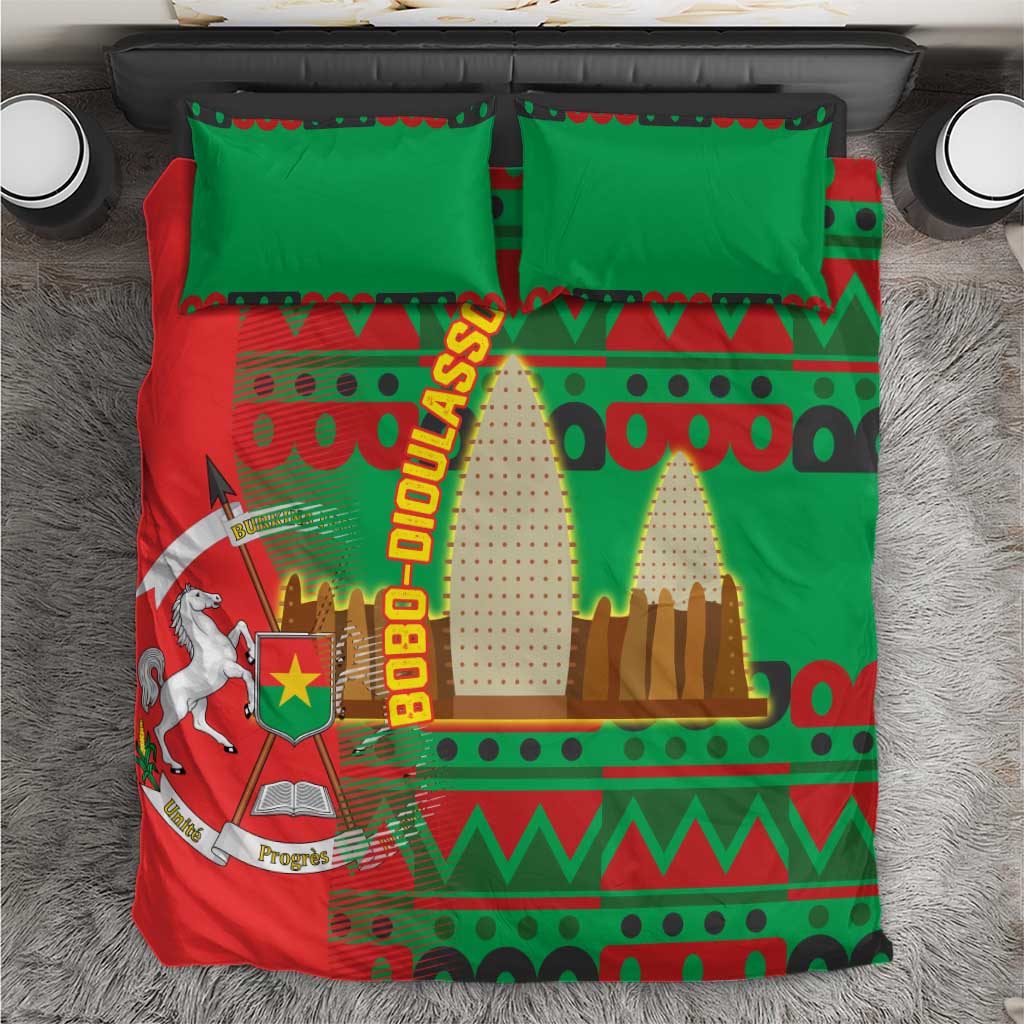 Burkina Faso Bedding Set Tribal Design and Bobo Dioulasso Landmark TS04