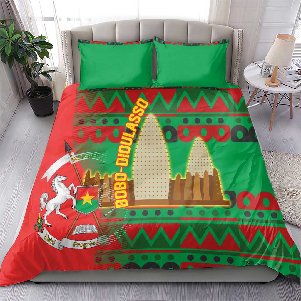 Burkina Faso Bedding Set Tribal Design and Bobo Dioulasso Landmark TS04