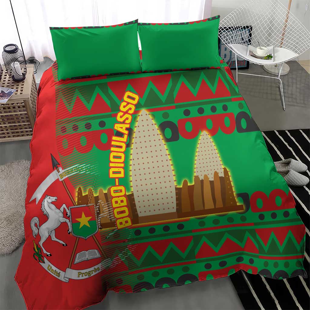 Burkina Faso Bedding Set Tribal Design and Bobo Dioulasso Landmark TS04